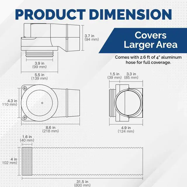 Alt view image 5 of 6 - DV-90 Magnetic Dryer Vent Connector Kit - Airtight Quick-Installation for Tight Spaces, Easy lint Cleaning, Strong Magnet Self-Alignment Design with 2.6ft 6" Duct & two Clamps