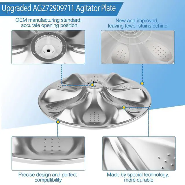 Alt view image 6 of 6 - Upgrade AGZ72909711 Agitator Plate with 5006EA3009B Washer Pulsator Cap Compatible with l-g Washer AGZ72909702 Washplate Pulsator Assembly Replaces: AP6800730, 4873462, AGZ72909703