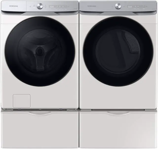 Alt view image 2 of 7 - 27-Inch Washer Dryer Pedestal Stand w/ Pull Out Laundry Storage Drawer, Stainless Steel, WE402NE/A3, 28.1"D x 27"W x 14.2"H, Ivory