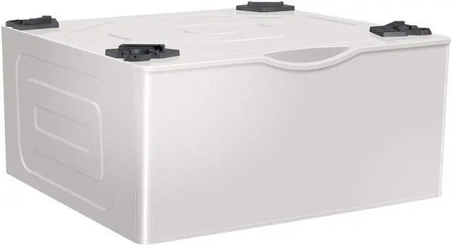 Alt view image 6 of 7 - 27-Inch Washer Dryer Pedestal Stand w/ Pull Out Laundry Storage Drawer, Stainless Steel, WE402NE/A3, 28.1"D x 27"W x 14.2"H, Ivory