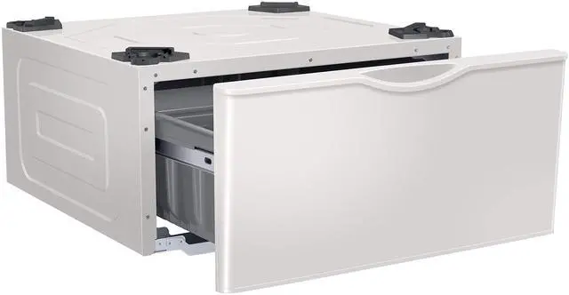 Alt view image 7 of 7 - 27-Inch Washer Dryer Pedestal Stand w/ Pull Out Laundry Storage Drawer, Stainless Steel, WE402NE/A3, 28.1"D x 27"W x 14.2"H, Ivory
