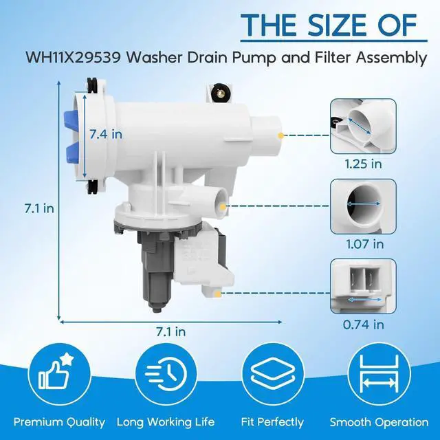 Alt view image 3 of 7 - Upgraded WH11X29539 WH11X39237(OEM) Washer Drain Pump Filter Assembly, Fit for GFW550SSN0WW GFW550SSN1WW GFW550SSN2WW GFW550SSN3WW GFW550SSN4WW GFW550SSN5WW GFW550SPN0DG for GE Top Load Washer Parts