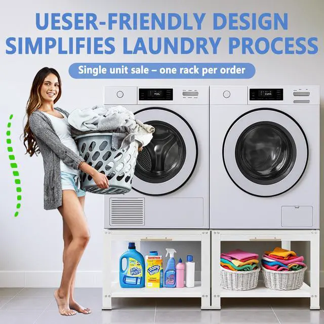 Alt view image 2 of 6 - Washer and Dryer Pedestals Heavy Duty Metal Laundry Pedestal 29"W x 29"D x20"H, Washer Dryer Pedestal Extra Big Screws for Anti-Vibration, Basket Shelf, 800lbs Capacity, White