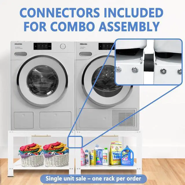 Alt view image 4 of 6 - Washer and Dryer Pedestals Heavy Duty Metal Laundry Pedestal 29"W x 29"D x20"H, Washer Dryer Pedestal Extra Big Screws for Anti-Vibration, Basket Shelf, 800lbs Capacity, White