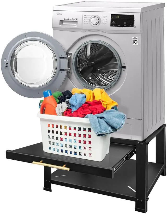 Main image of Washer and Dryer Pedestals Heavy Duty Metal Laundry Pedestal 29"W x 29"D x20"H, Washer Dryer Pedestal Extra Big Screws for Anti-Vibration, Basket Shelf, 800lbs Capacity, Black