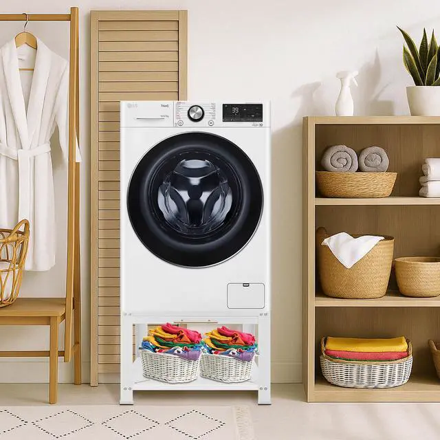Alt view image 6 of 6 - Washer and Dryer Pedestals Heavy Duty Metal Laundry Pedestal 29"W x 29"D x20"H, Washer Dryer Pedestal Extra Big Screws for Anti-Vibration, Basket Shelf, 800lbs Capacity, White
