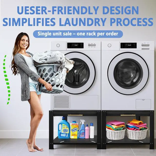 Alt view image 2 of 6 - Washer and Dryer Pedestals Heavy Duty Metal Laundry Pedestal 29"W x 29"D x20"H, Washer Dryer Pedestal Extra Big Screws for Anti-Vibration, Basket Shelf, 800lbs Capacity, Black