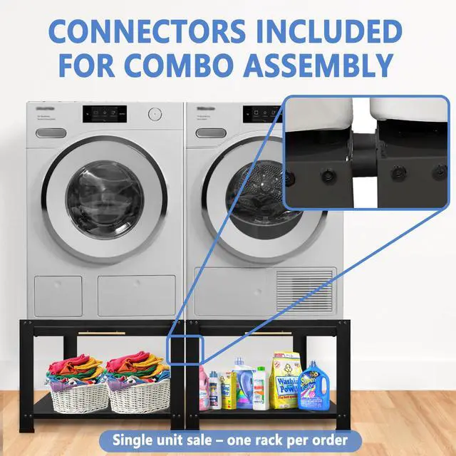 Alt view image 4 of 6 - Washer and Dryer Pedestals Heavy Duty Metal Laundry Pedestal 29"W x 29"D x20"H, Washer Dryer Pedestal Extra Big Screws for Anti-Vibration, Basket Shelf, 800lbs Capacity, Black