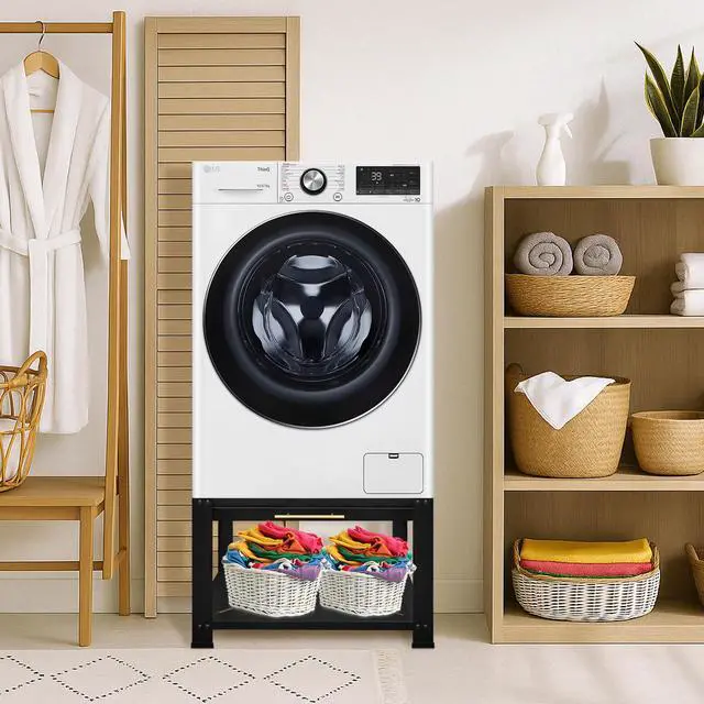 Alt view image 6 of 6 - Washer and Dryer Pedestals Heavy Duty Metal Laundry Pedestal 29"W x 29"D x20"H, Washer Dryer Pedestal Extra Big Screws for Anti-Vibration, Basket Shelf, 800lbs Capacity, Black