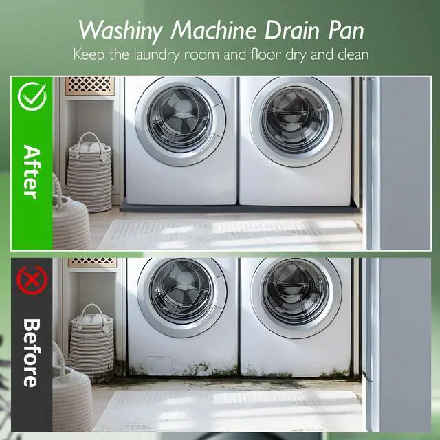 Alt view image 4 of 7 - Washing Machine Drain Pan Silicone mat 54x26.5 Inch Non-Slip Waterproof Washer Drip Tray, Anti-Vibration Soft Mat for Under Dryer or Washer, Floor Leak Protector for Laundry Room
