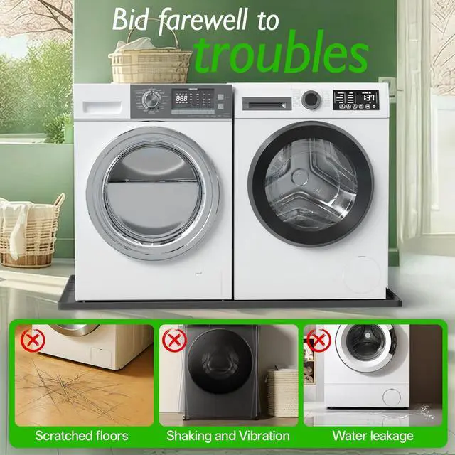 Alt view image 5 of 7 - Washing Machine Drain Pan Silicone mat 54x26.5 Inch Non-Slip Waterproof Washer Drip Tray, Anti-Vibration Soft Mat for Under Dryer or Washer, Floor Leak Protector for Laundry Room