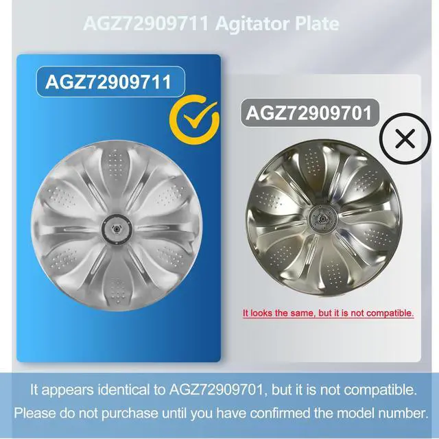 Alt view image 5 of 7 - AGZ72909711 Agitator Plate with 5006EA3009B Washer Pulsator Cap Compatible with l-g Washer AGZ72909702 Washplate Pulsator Assembly Replaces: AP6800730, 4873462, AGZ72909703, PS12588963