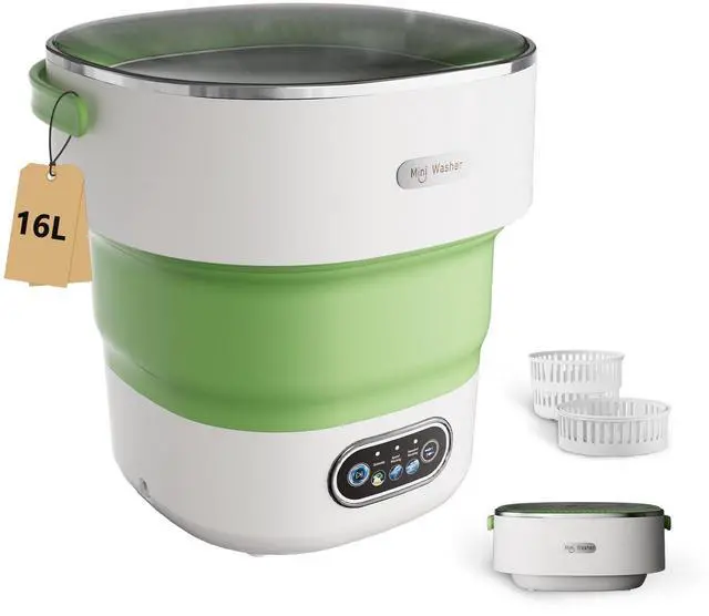 Main image of Mini Laundry Machine 16L Foldable Portable Laundry Machine and Spinner for Baby Clothes, Underwear, Socks; Ideal for Travel, Dorms, Camping