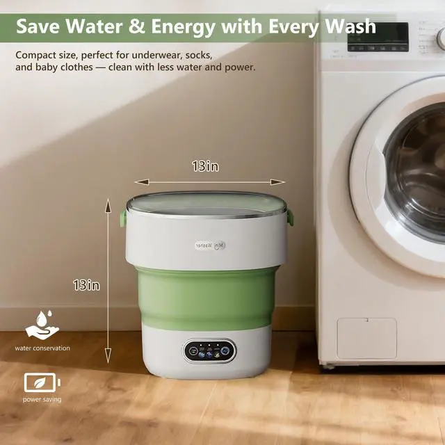 Alt view image 3 of 7 - Mini Laundry Machine 16L Foldable Portable Laundry Machine and Spinner for Baby Clothes, Underwear, Socks; Ideal for Travel, Dorms, Camping