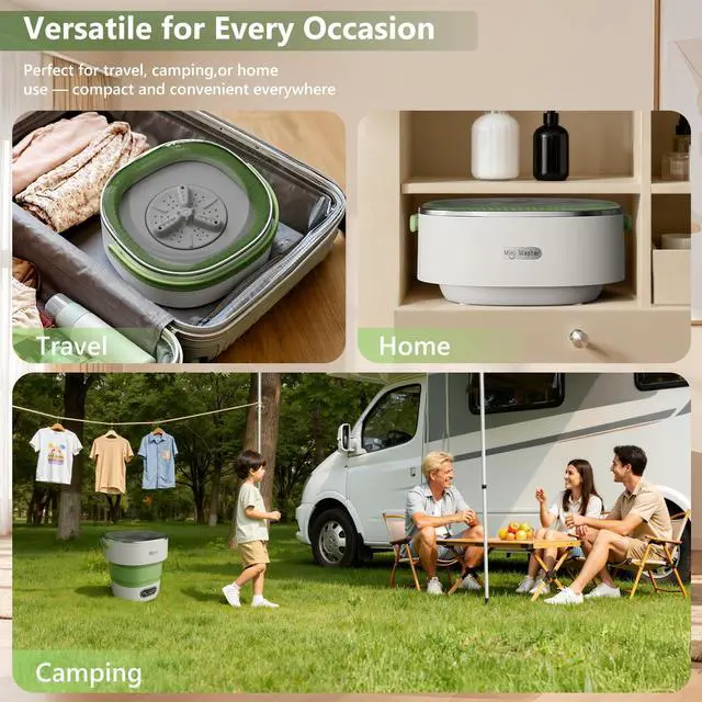 Alt view image 4 of 7 - Mini Laundry Machine 16L Foldable Portable Laundry Machine and Spinner for Baby Clothes, Underwear, Socks; Ideal for Travel, Dorms, Camping