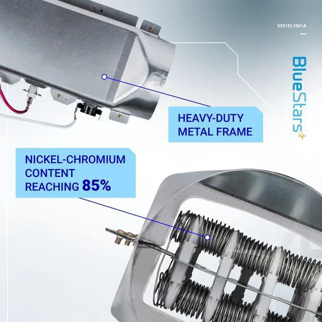 Alt view image 5 of 7 - 5301EL1001A Dryer Heating Element Assembly For LG DLE7177W DLE5977W DLE8377NM DLE2516W DLEX3700W DLE5955W DLE0442W DLE4970W DLE5955G DLE9577SM Dryers - Replaces 5301EL1001J 5301EL1001H