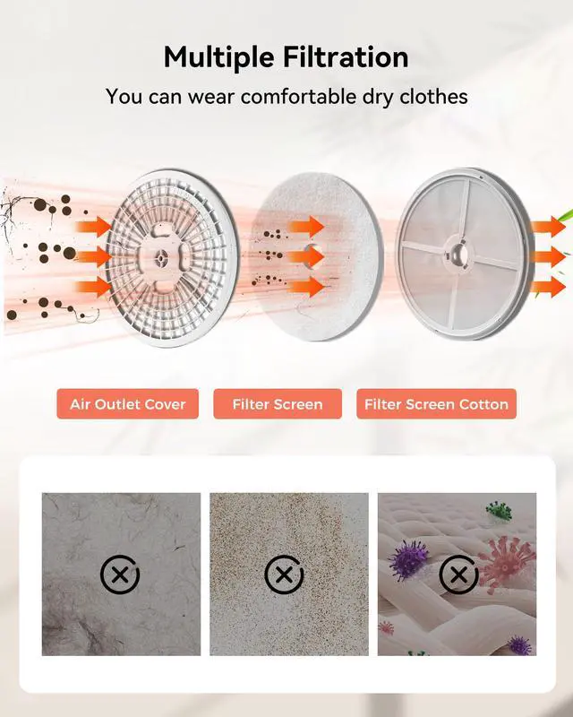 Alt view image 7 of 7 - Portable Clothes Dryer, 1.5 Cu.Ft. Portable Dryer, 850W Drying Machine with Front-Loading Stainless Steel Drum, 5 Functions, Suitable for Apartments, Dorms, RVs, Small Spaces