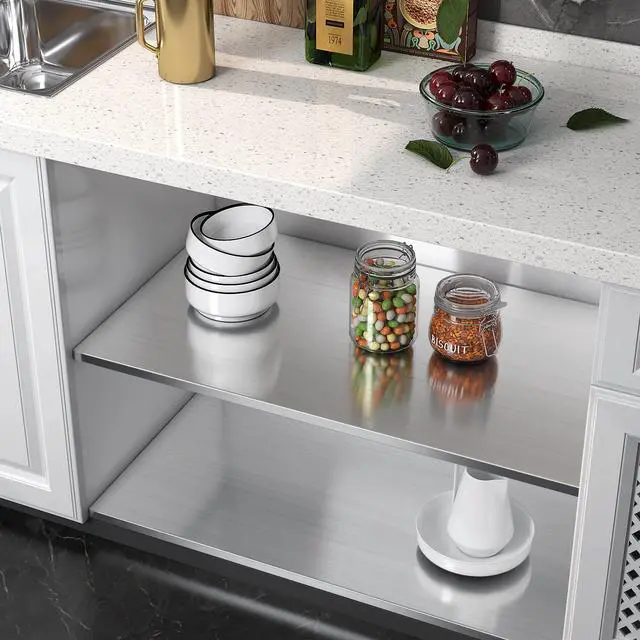 Alt view image 5 of 6 - 24x394 Stainless Steel Peel and Stick Countertop Contact Paper Heat Resistant Waterproof Wallpaper Kitchen Counter Top Silver Contact Paper Appliances Fridge Wrap Vinyl Refrigerator Covers