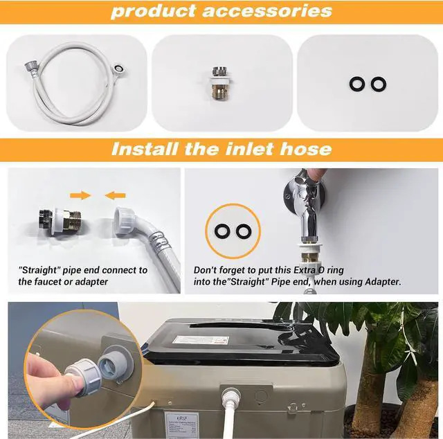 Alt view image 5 of 7 - Portable Washing Machine Full Automatic 17.7lbs Small Washing Machine | 10 Wash Programs, 24hr Timer, Drain Hose, Apartment Washer Machines for RV, Dorm, College, Home, Antique Bronze