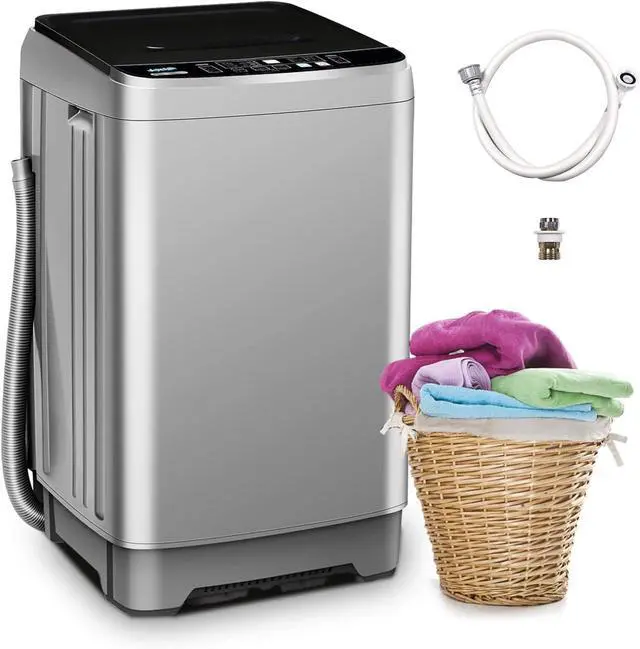 Main image of Portable Washing Machine Full Automatic 17.7lbs Small Washing Machine | 10 Wash Programs, 24hr Timer, Drain Hose, Apartment Washer Machines for RV, Dorm, College, Home, Silver Grey