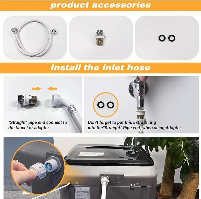 Alt view image 3 of 7 - Portable Washing Machine Full Automatic 17.7lbs Small Washing Machine | 10 Wash Programs, 24hr Timer, Drain Hose, Apartment Washer Machines for RV, Dorm, College, Home, Silver Grey