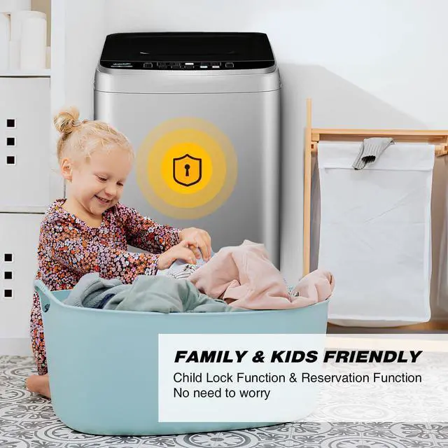 Alt view image 7 of 7 - Portable Washing Machine Full Automatic 17.7lbs Small Washing Machine | 10 Wash Programs, 24hr Timer, Drain Hose, Apartment Washer Machines for RV, Dorm, College, Home, Silver Grey