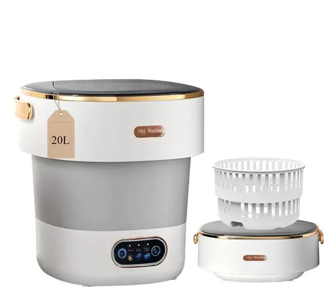 Main image of Portable Washing Machine with Spin Basket, Upgraded 20L Foldable Mini Washer5-Min Wash3-Min Spin1-Year Free ReplacementSmall Washing Machine for Travel, Dorms, RVs, Camping (Gray)
