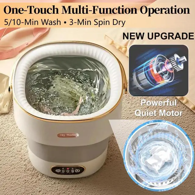 Alt view image 4 of 7 - Portable Washing Machine with Spin Basket, Upgraded 20L Foldable Mini Washer5-Min Wash3-Min Spin1-Year Free ReplacementSmall Washing Machine for Travel, Dorms, RVs, Camping (Gray)