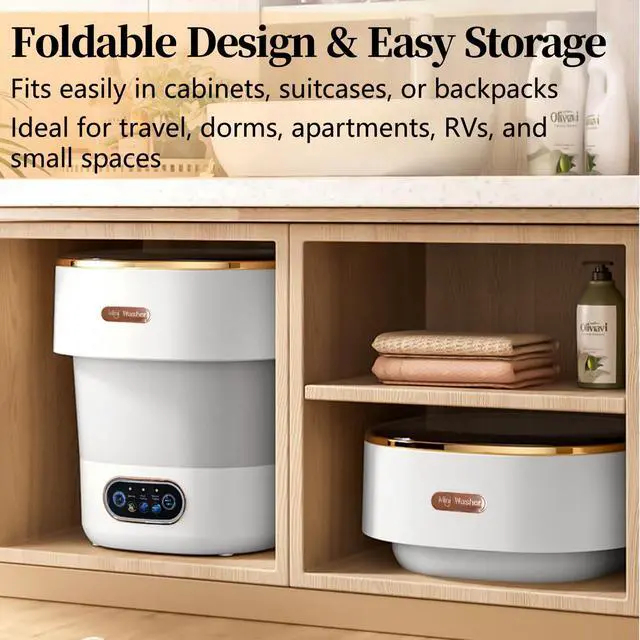 Alt view image 7 of 7 - Portable Washing Machine with Spin Basket, Upgraded 20L Foldable Mini Washer5-Min Wash3-Min Spin1-Year Free ReplacementSmall Washing Machine for Travel, Dorms, RVs, Camping (Gray)
