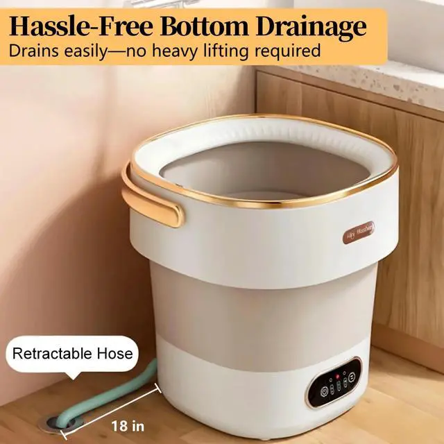 Alt view image 6 of 7 - Portable Washing Machine with Spin Basket, Upgraded 20L Foldable Mini Washer5-Min Wash3-Min Spin1-Year Free ReplacementSmall Washing Machine for Travel, Dorms, RVs, Camping (Gray)