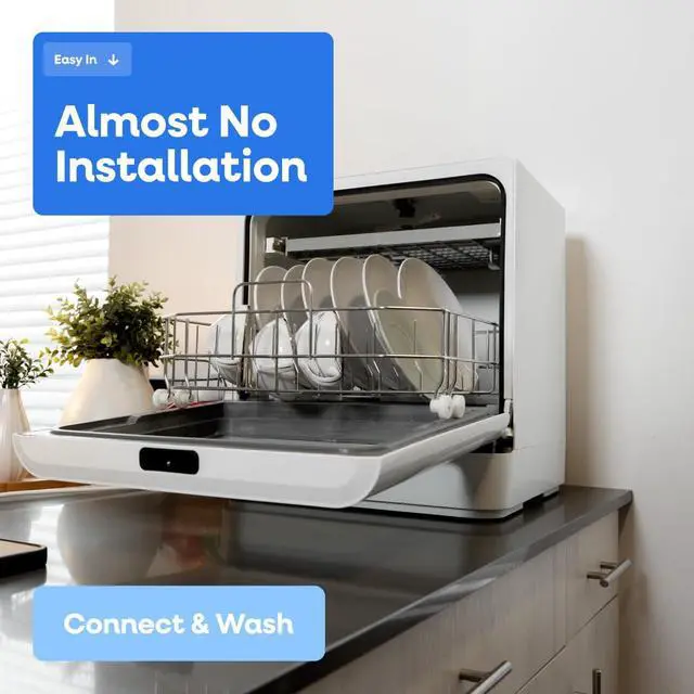 Alt view image 4 of 6 - Collier Kitchen Portable Countertop Dishwasher Compact Mini Dishwasher with 5 Wash Programs, Built-in Water Tank & Hose Connection Space-Saving for Apartments, RVs & Small Kitchens