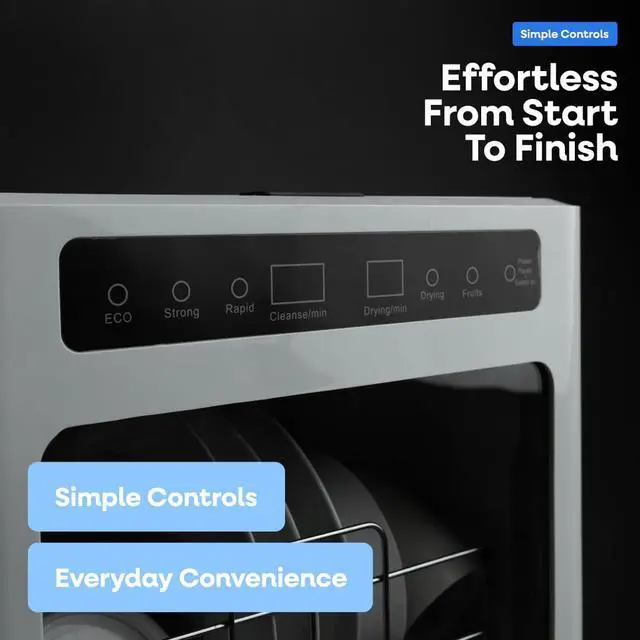 Alt view image 6 of 6 - Collier Kitchen Portable Countertop Dishwasher Compact Mini Dishwasher with 5 Wash Programs, Built-in Water Tank & Hose Connection Space-Saving for Apartments, RVs & Small Kitchens