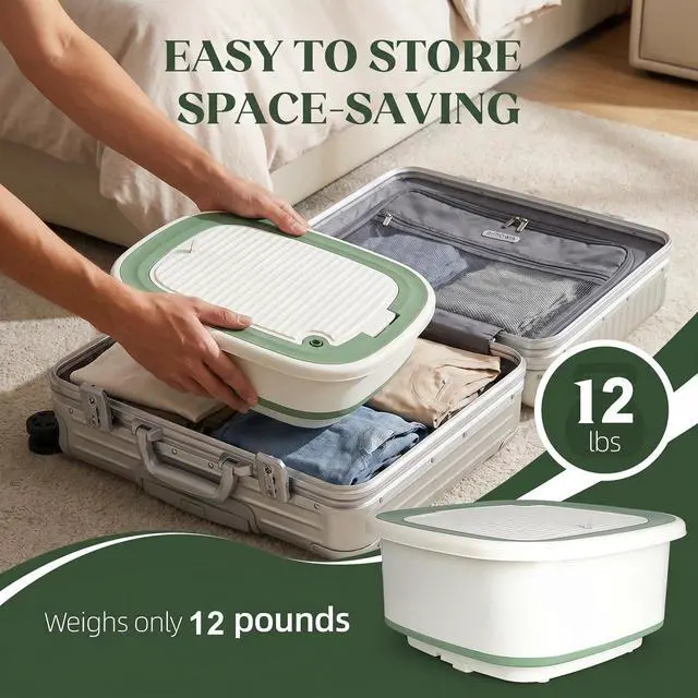 Alt view image 6 of 7 - 1 Cu.Ft Extra Large Portable Washing Machine, Foldable Washer with Powerful 70W Motor & Spin Basket, Compact Laundry Machine for Apartment, Dorm, RV, Camping & Travel (Green1 Cu.Ft)