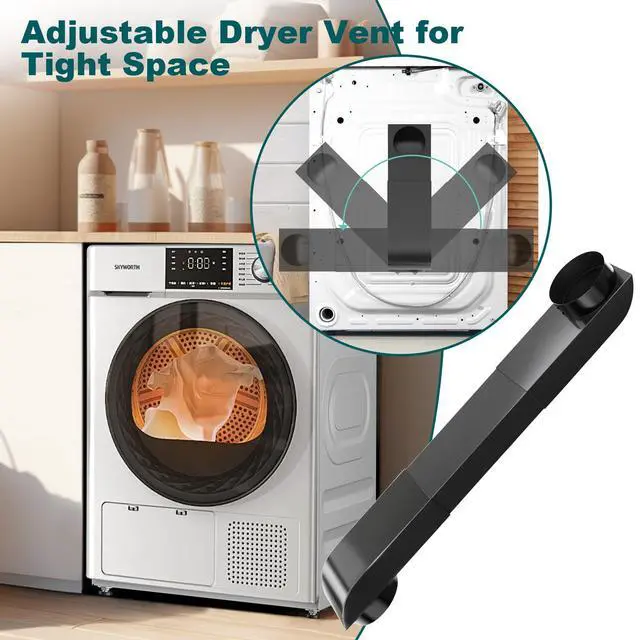 Alt view image 6 of 7 - Periscope Dryer Vent, 29-45" Telescoping Dryer Vent Stainless Steel Adjustable Dryer Vent for Tight Space Flat Duct Slim Exhaust Pipe Hose Space-saving Adapter Connector Kit for 4 inch Outlet