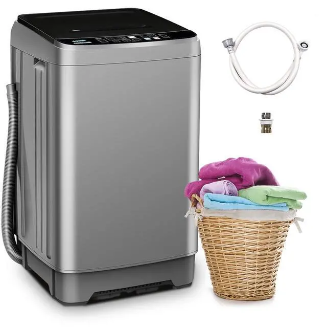 Main image of Portable Washing Machine, 17.7lbs Full-Automatic Small Washing Machine | 10 Wash Programs with Drain Hose Dorm Size Portable Washer for RV, Home, College, Grey