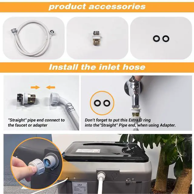 Alt view image 2 of 7 - Portable Washing Machine, 17.7lbs Full-Automatic Small Washing Machine | 10 Wash Programs with Drain Hose Dorm Size Portable Washer for RV, Home, College, Grey