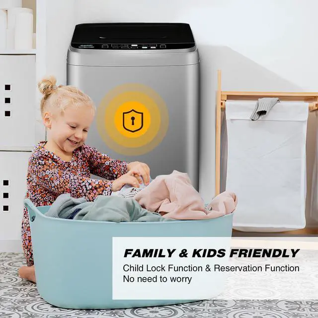 Alt view image 6 of 7 - Portable Washing Machine, 17.7lbs Full-Automatic Small Washing Machine | 10 Wash Programs with Drain Hose Dorm Size Portable Washer for RV, Home, College, Grey