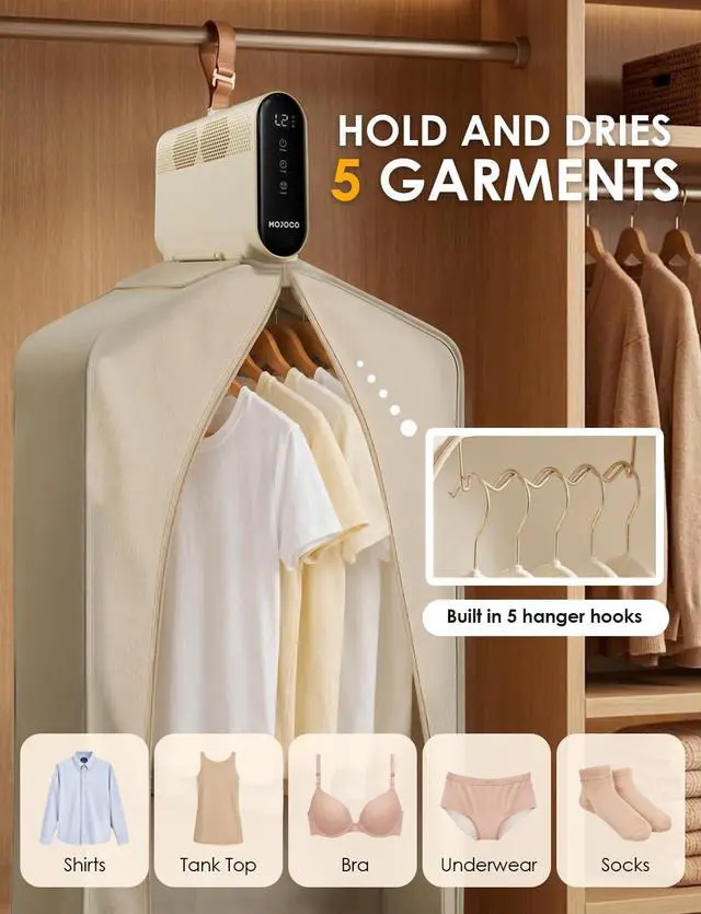 Alt view image 3 of 7 - Travel Clothes Dryer - Global Voltage Mini Portable Dryer with Timer & Quiet Operation - Small & Compact dryer for Dorms, Apartments, RVs