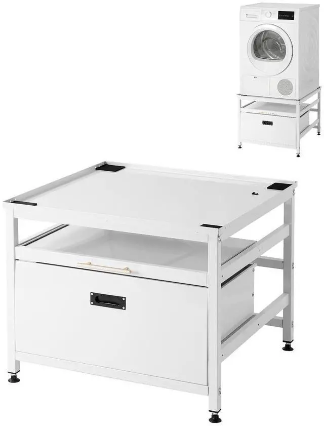 Main image of Laundry Pedestal, 23 in Height, 29 x 29 in Washer and Dryer Pedestals with Pull-out Tray and Storage Space, 700 lbs Load Capacity, Non-Slip Feet Washing Machine Stand Universal Fit, White