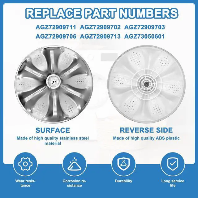Alt view image 3 of 6 - AGZ72909711 Washplate Pulsator Assembly with 5006EA3009B Washer Pulsator Cap - Compatible with lg, kenmore, sears Washer, Fits Models WT1101cw, WT5270cw, WT4870cw