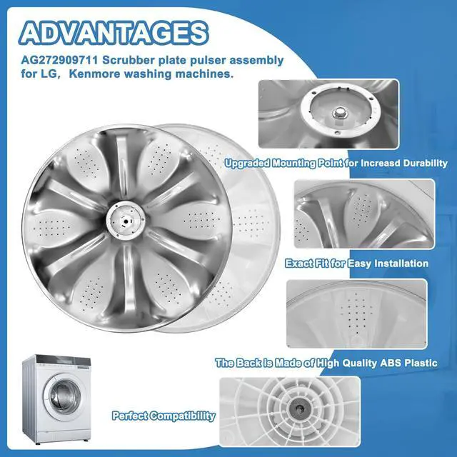 Alt view image 6 of 6 - AGZ72909711 Washplate Pulsator Assembly with 5006EA3009B Washer Pulsator Cap - Compatible with lg, kenmore, sears Washer, Fits Models WT1101cw, WT5270cw, WT4870cw