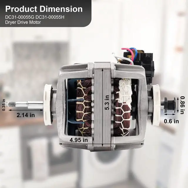 Alt view image 7 of 7 - DC31-00055G DFS270ZSEL1 DC31-00055H AP5331095 DC31-00055D Dryer Motor fit for Samsung Kenmore Dryer Motor Replacement DV45H7000EW DV48H7400EW DV42H5000GW DV45H7200EW DV338AEB DV45K6500EV