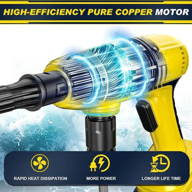 Alt view image 2 of 7 - Cordless Portable Washer with Brushless Motor, 2x4000mAh Batteries & Fast Charger, 6-in-1 Nozzle, 16.5FT Hose, Extension Rod & Storage Case, Handheld Cleaning Tool for Car, Home, Patio & Garden