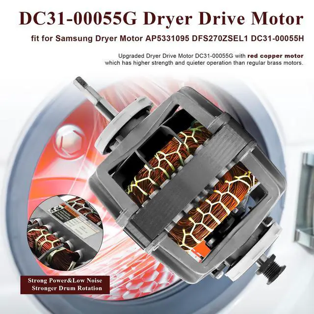 Alt view image 3 of 7 - DC31-00055G DFS270ZSEL1 DC31-00055H AP5331095 DC31-00055D Dryer Motor fit for Samsung Kenmore Dryer Motor Replacement DV45H7000EW DV48H7400EW DV42H5000GW DV45H7200EW DV338AEB DV45K6500EV