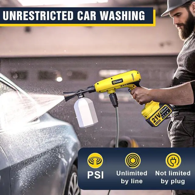 Alt view image 6 of 7 - Cordless Portable Washer with Brushless Motor, 2x4000mAh Batteries & Fast Charger, 6-in-1 Nozzle, 16.5FT Hose, Extension Rod & Storage Case, Handheld Cleaning Tool for Car, Home, Patio & Garden
