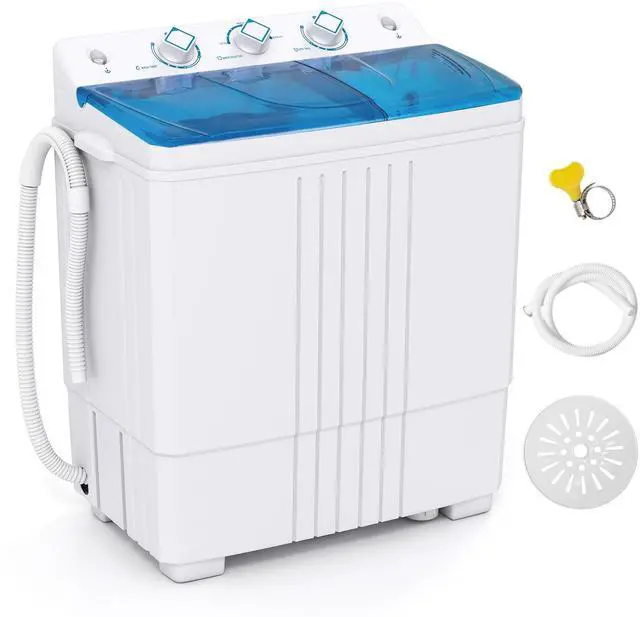 Main image of Portable Washing Machine, 20 LBS Washer & Spinner Combo with Built-in Drain Pump & Time Control, Compact Twin Tub 12 LBS Washing & 8 LBS Spin Drying for Apartment Dorm RV (Blue+White)