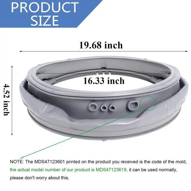 Alt view image 3 of 7 - MDS47123619 WM3270CW WM3500CW/00 WM3700HVA/00 Door Gasket Compatibile with LG Front-Load Washing Machines, WM3270CW/00 Door Boot Seal with 383EER4001A Washer Spring Expansion Removal Tool