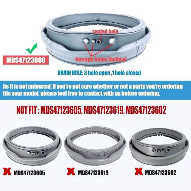 Alt view image 2 of 7 - MDS47123608 WM8100HVA Washer Door Boot Gasket Seal Parts Compatible with LG Kenmore Washing Machine WM8000HVA/HWA, WM4070HVA/HWA,WM4270HWA, Replace AP5668418, 2673936, PS6448330