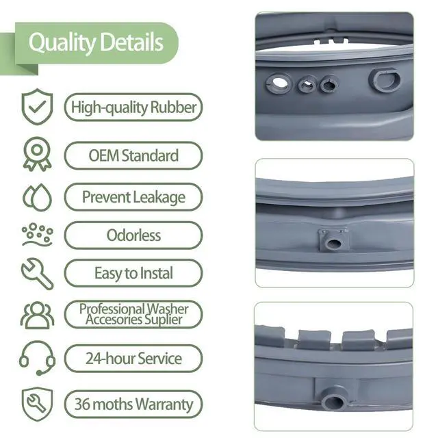 Alt view image 3 of 7 - WM3470HVA WM3570HVA MDS47123605 Washer Door Boot Seal Gasket Compatible with LG Kenmore Washer Boot Gasket WM3570HWA, WM3770HWA,WM3575CW, WM3470HWA Washer Door Boot Rubber Seal