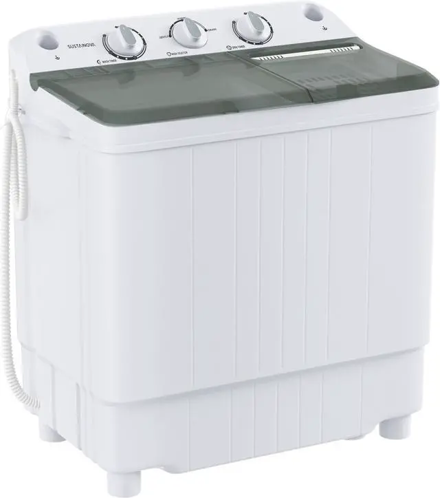 Main image of Portable Washing Machine, Twin Tub 9.9 Lbs Capacity, Washer(7.7 Lbs) and Spinner(2.2 Lbs) Combo, Mini Compact Laundry Washer for Home, Apartment, Camping, RVs and Dorms, Black/White